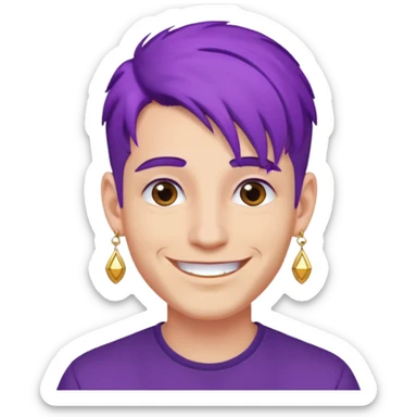purple haired man with earrings sticker