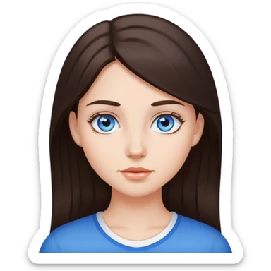 Girl with dark brown hair a blue eyes sticker
