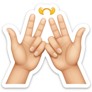 two hands with index fingertips touching, thumbs straight to form a W sticker