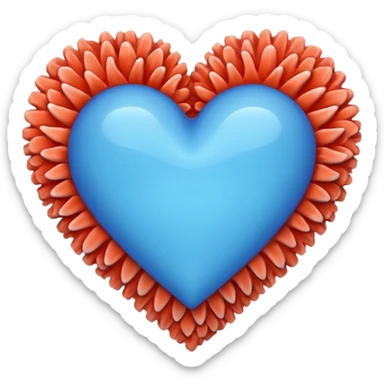 blue heart with a coral pattern inside, apple emoji style sticker