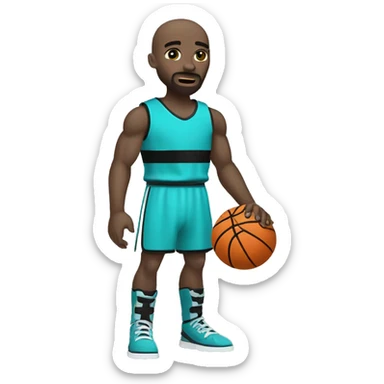 White skinned Gladiator playing basketball wearing black Aqua purple sticker