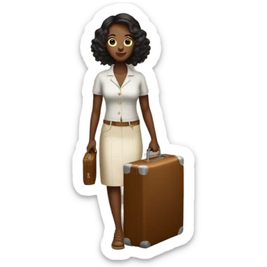 women with a suitcase LV sticker