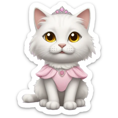 fluffy cat in a princess dress  sticker