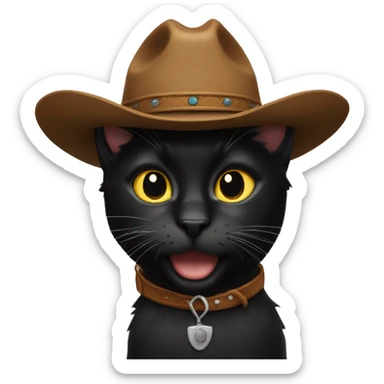 Black cat with cowboy hat sticker
