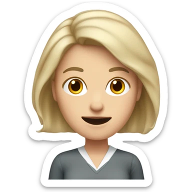 White, female Teacher with gray and blonde, shoulder length hair going crazy  sticker