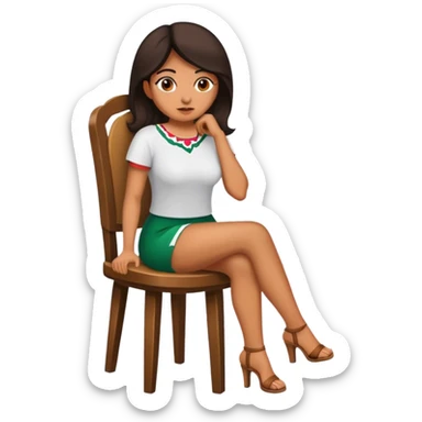 Mexican woman sitting down on a chair sticker