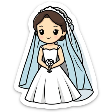 brunette girl in a wedding dress and veil  sticker