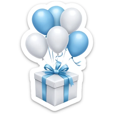 Please make light blue and white balloons too, make several and tie them to a gift, the gifts with the most balloons, make the light blue and white balloons sticker