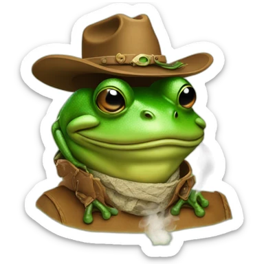 Smoking cowboy frog sticker