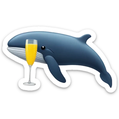 Whale drinking mimosa sticker