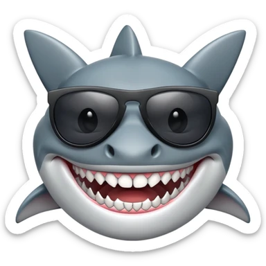 shark with white teeth wearing black sunglasses sticker