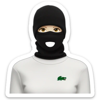 white girl lacoste balaclava black with lacoste sticker