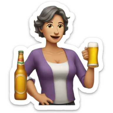mamá cansada quiere cerveza sticker