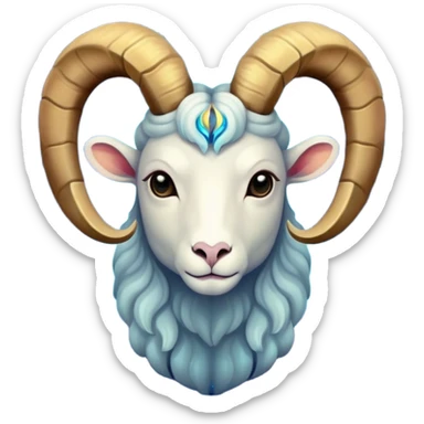 "A digital illustration of the Aries zodiac sign, a majestic ram with glowing horns, incorporating the color #00d9ff prominently in its design, celestial background, mystical and cosmic atmosphere" sticker