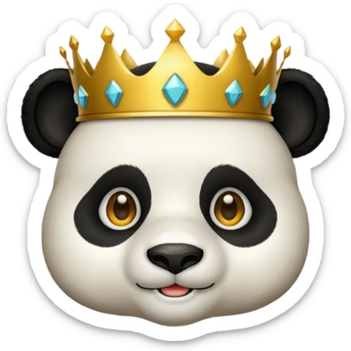 panda face with a crown sticker