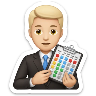 male aditor with spreadsheet emoji sticker