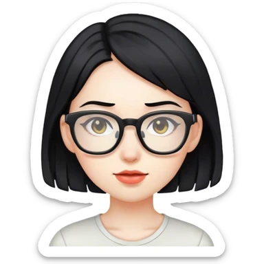 gamer, black hair girl with glasses sticker