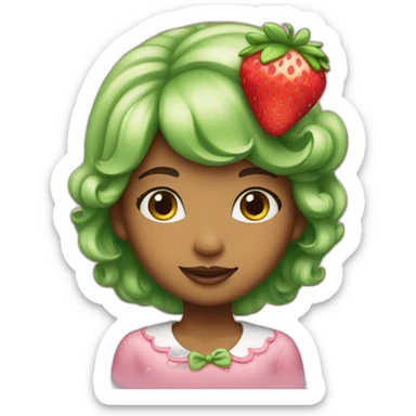 strawberry shortcake girl green sticker