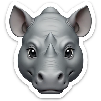 cinematic-noble-rhinoceros-portrait-emoji,-poised,-with-a-massive,-powerful-build-and-a-thick,-hide-of-slate-gray,-deep-set-soulful-piercing-eyes,-simplified-yet-sharp-and-sophisticated-features,-highly-detailed, with large black eyes sticker