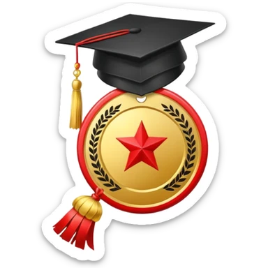 🏅 Medal + Graduation Cap sticker