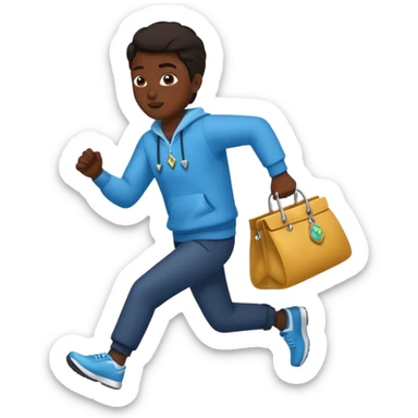 Thief running with stolen jewelry bag sticker