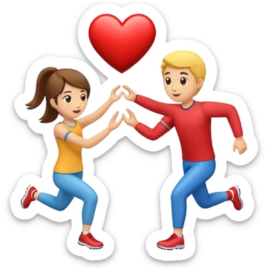 Couple in a relay race passing off a heart. Can you add “Selfwish Break” sticker