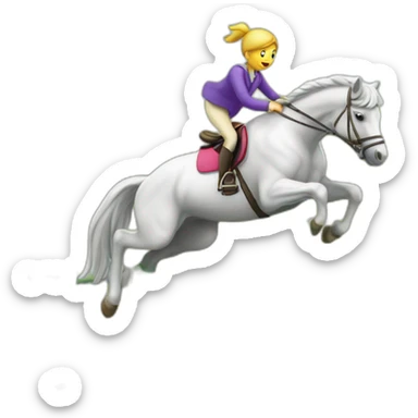Fille sur un cheval en saut d’obstacle avec l’obstacle  sticker