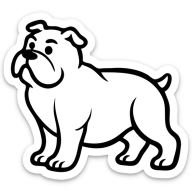 full body bulldog standing, muscular stocky build, short legs sticker