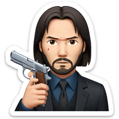 john wick holding pistol sticker