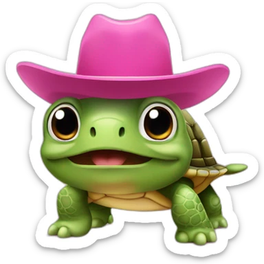 turtle with pink cowboy hat sticker