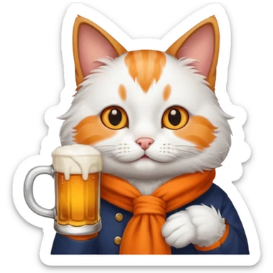 cat drinking a beer sticker
