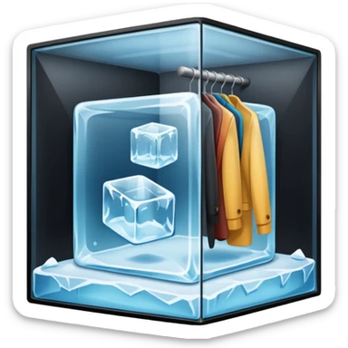 closet inside a large ice cube sticker