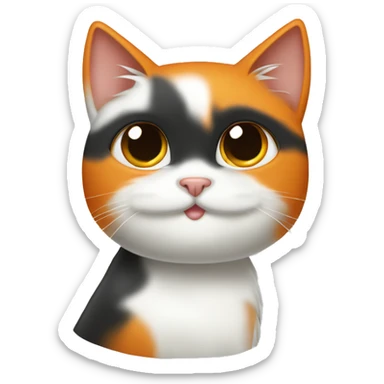 Un gatito negro, blanco y naranja con cara enfadada sticker