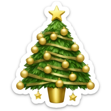 Christmas tree with gold decorations  sticker