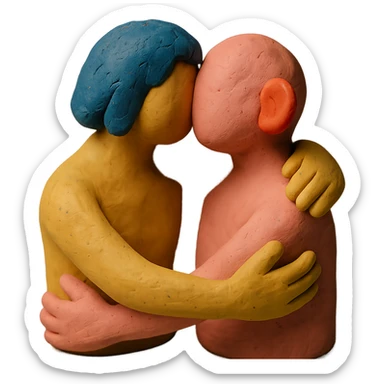 playful and abstract representation of intimacy in claymation style sticker