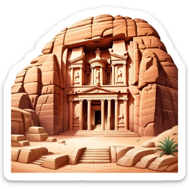 Ancient city of Petra in Jordan with the famous Treasury building carved into rock sticker