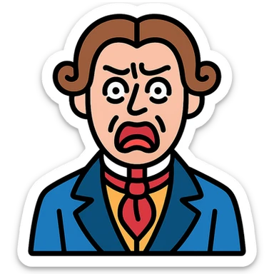 person from the 1840s with a horrified and disgusted face sticker