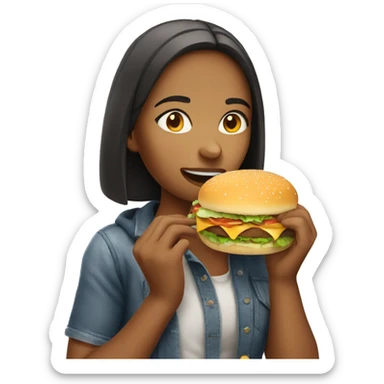 Girl eating hamburger sticker