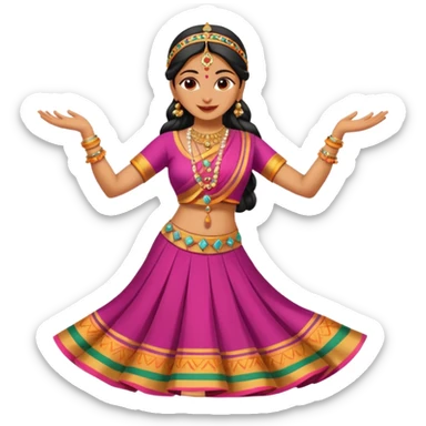 Indian woman in traditional clothes dances.  format portrait sticker