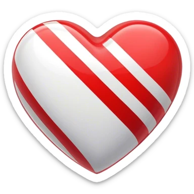 Glossy heart with athletic stripes going down the side sticker