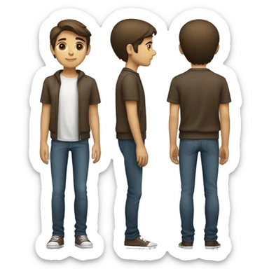 Young Hispanic full body standing with short straight brown  hair pale skin very tall a little chubby  sticker