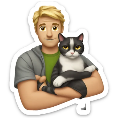 A cool dude  with a lazy cat sticker