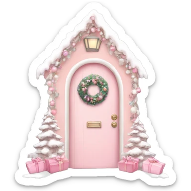 Pastel pink christmas door sticker