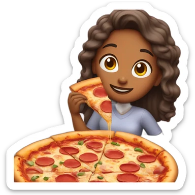 woman eating pizza sticker