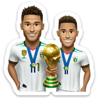 neymar jr e cristiano ronaldo com a copa do mundo sticker