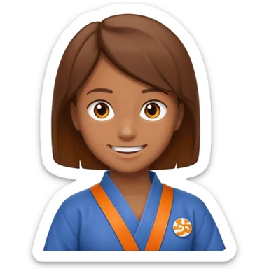 judoka cheveux brun avec ceinture orange sticker