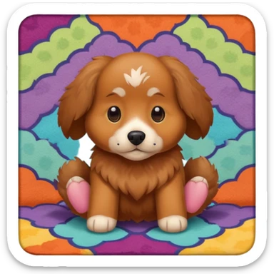 Make a cute brown tuged dog i a carpet sticker