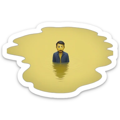 Man in a yellow puddle sticker