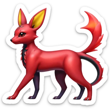 Shiny red iridescent Umbreon-Salandit-Jolteon-fusion sticker