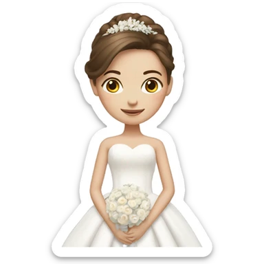 Girl from brown hair with wedding dress  sticker